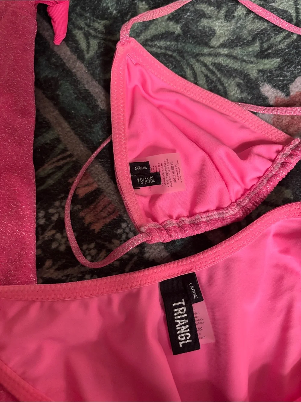 triangl swimwear Hot Pink sparkle Triangle Bikini Set